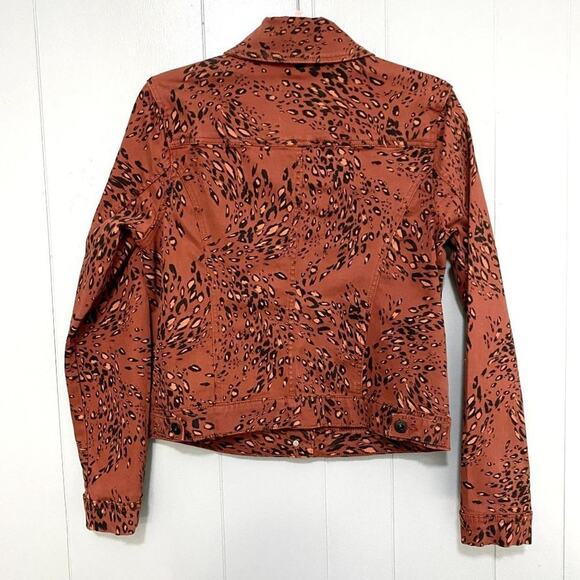 Ella Moss Lenna Brick Red Leopard Print Mobwife Fall Denim Jean Jacket L - Picture 5 of 7